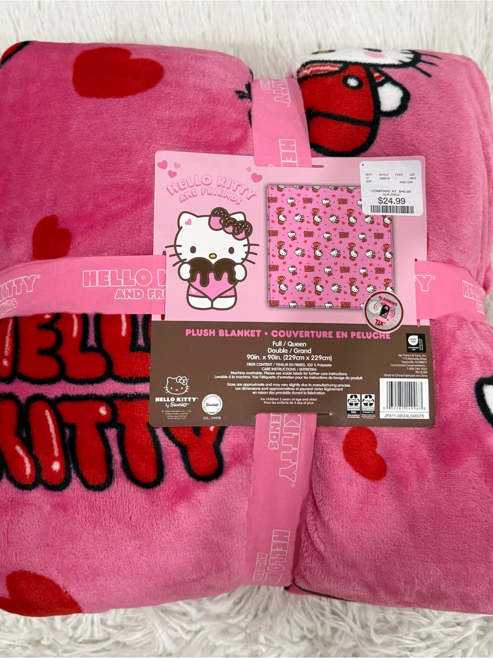 Hello kitty queen Cupid valentines blanket